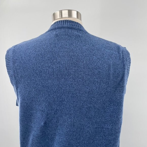 Vintage Tulchan Blue Floral Embroidered Sweater Vest Size Large L - Picture 7 of 10